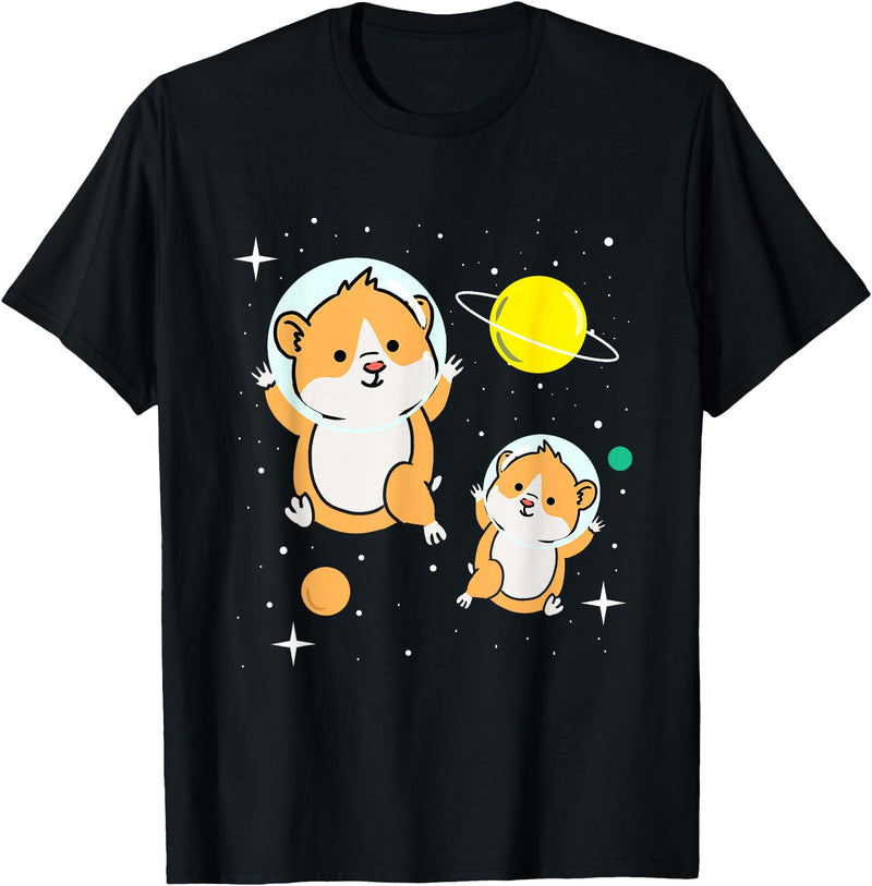 Hamster In Space Hamster Lover Gift T-Shirt - Black