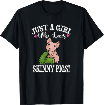 Girl Who Loves Skinny Pigs Eating Broccoli T-Shirt