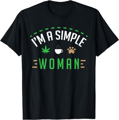Weed & Cannabis Gifts Cannabis Coffee Dogs Simple Woman Weed Pet Cute Stoner Gift T-Shirt