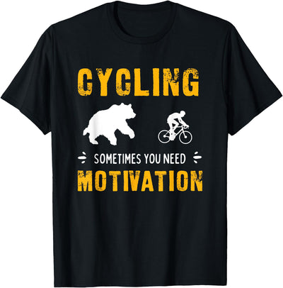 Cycling Needs Motivation - Bear Chasing Cyclist - Funny T-Shirt