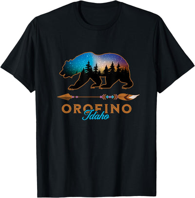 Orofino Idaho Bear Starry Night Sky Forest Novelty Souvenir T-Shirt
