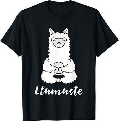 Cute Yoga Shirts - Llamaste Llamaste - Cute Yoga Lovers Gift, Adorable Llama Fitness T-Shirt