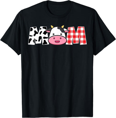 Mom Cow Birthday Farm Theme Animals Birthday Party Kids T-Shirt