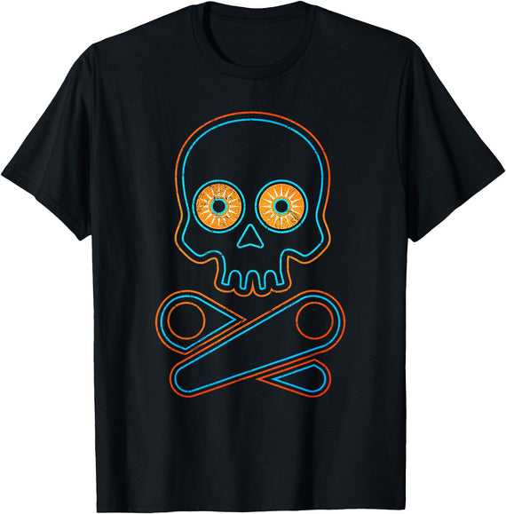 Pinball Corner Classic Retro Pinball Design - Pinball Skull Halloween Gift T-Shirt - Black