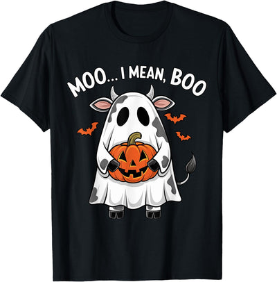 Ghost Cow Halloween Art Moo I Mean Boo Halloween Funny T-Shirt