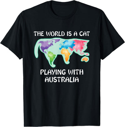The World is a Cat Playing with Australia T-Shirt