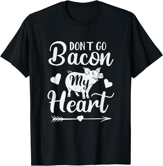 Pig Valentine Designs Don't Go Bacon My Heart Funny Valentine's Day Pig Lover T-Shirt - Black