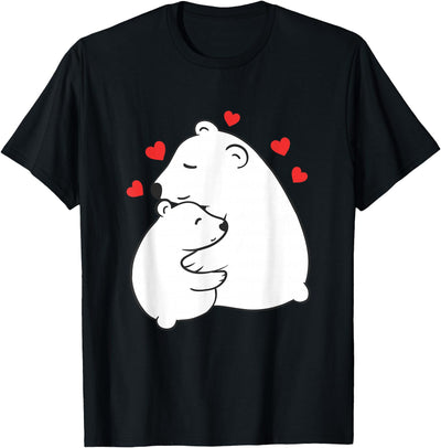 Mother's Day Clothing Gift Idea Cute Mama and Baby Polar Bear Cub Hugging Mothers Day T-Shirt