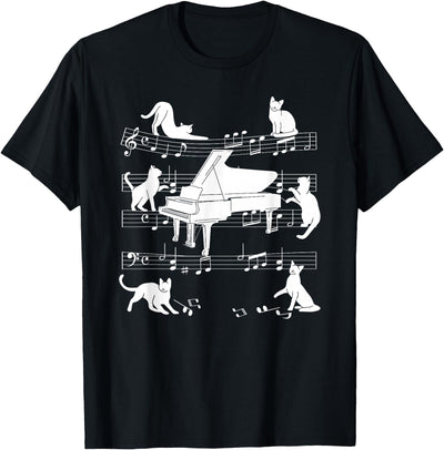 Grand Piano Cats for Pianist Cat Women and Men Pianist Cats for Cat loving Grand Piano player T-Shirt