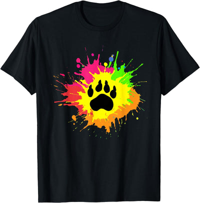 Furry Rainbow Bear Fursona Wolf Paw Print Gifts T-Shirt