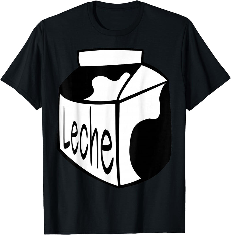 Clever Witty Milk Designs Leche Spanish Milk Carton Dairy Lover T-Shirt - Black