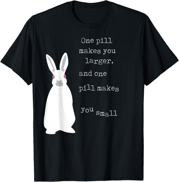 Cute White Rabbit Lover Bunny Graphic T-Shirt in Black