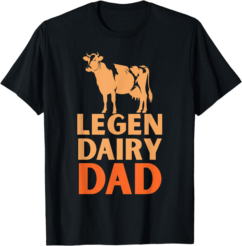 Cool Legendairy Cow For Dad Farming Tees Legen Dairy Dad Cow Vintage for Men Farmer Father's Day T-Shirt - Black