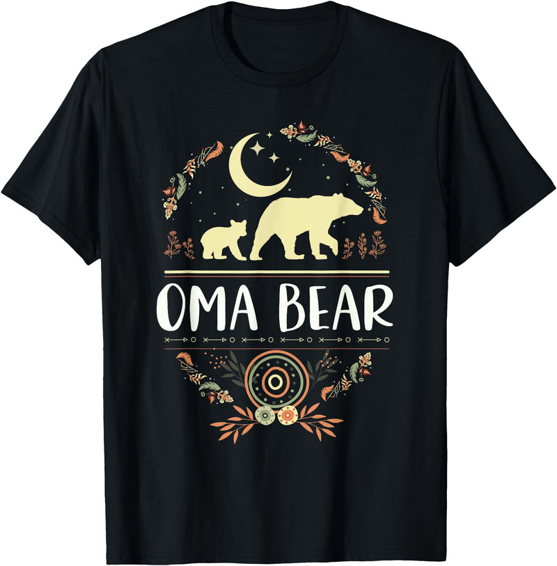 Matching Family Grandma Bear Boho by Foxio Grandma Bear Floral Family Fun Boho Bear T-Shirt - Black