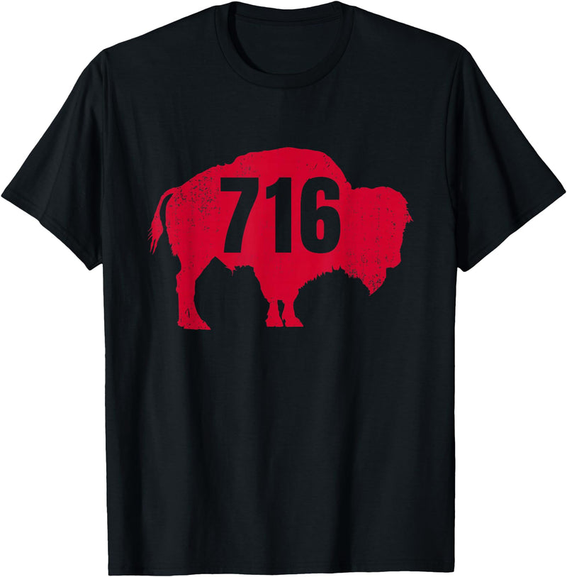 EmmaLoo Tees Buffalo New York BFLO B-Lo WNY Shirts 716 Area Code Buffalo New York BFLO WNY T-Shirt T-Shirt - Black