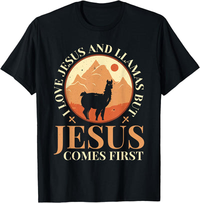 Funny Llamas Saying Protestant Bible Christ God Llamas Lover Christian Religion Faith Jesus Catholic T-Shirt