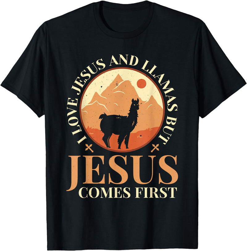 Funny Llamas Saying Protestant Bible Christ God Llamas Lover Christian Religion Faith Jesus Catholic T-Shirt - Black