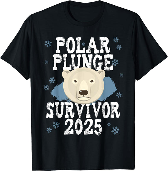 Take The Plunge Designs Unisex-Adult Black Polar Bear T-Shirt - Small - Short Sleeve - Crew Neck - Winter - 1 Count - Black
