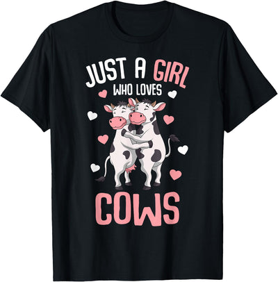 Just a Girl Who Loves Cows Farmers Cow Lover Kids Girls T-Shirt
