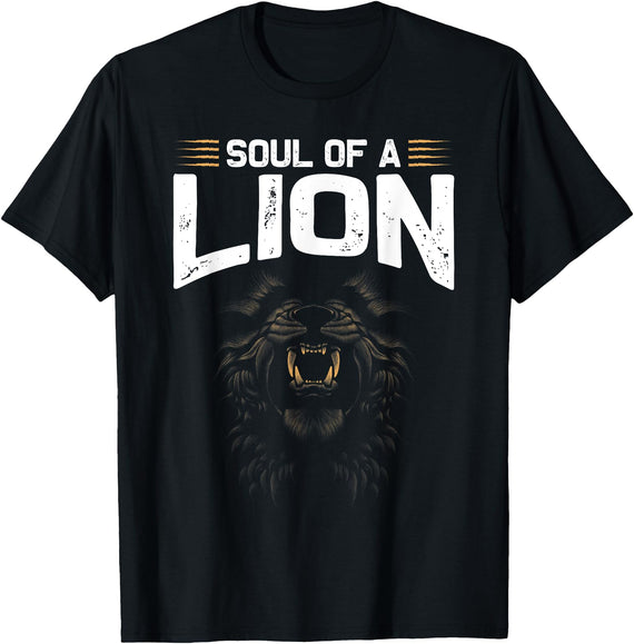 Animal Tees & Gift Idea Soul Of A Lion T-Shirt - Black
