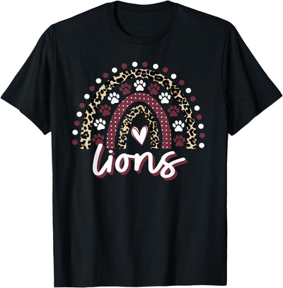 Lions Rainbow Maroon Lion Pride School Spirit Mascot Lions T-Shirt