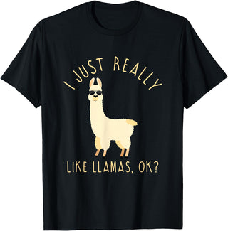 Llama Lovers Apparel Co. I Just Really Like Llamas OK Funny Llama Alpaca T-Shirt T-Shirt - Black