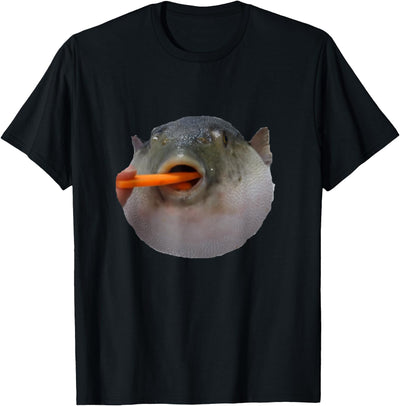Pufferfish Eating a Carrot Meme T-Shirt