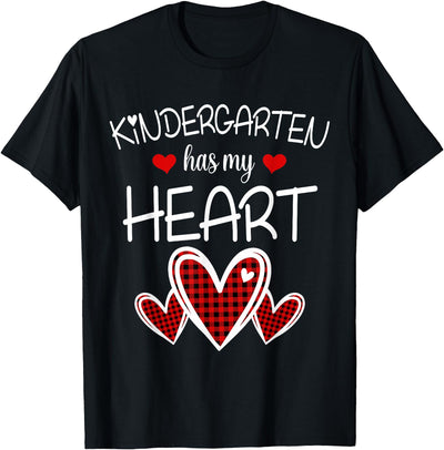 Has My Heart Teacher Valentine's Day Kindergarten Buffalo T-Shirt