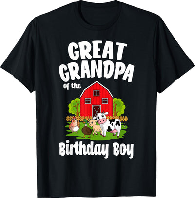 Cow Birthday Boy Farm Animal Theme Great Grandpa of the Bday T-Shirt