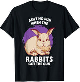 Ain't No Fun When the Rabbits Got the Gun Jumpy Rabbits T-Shirt in Black