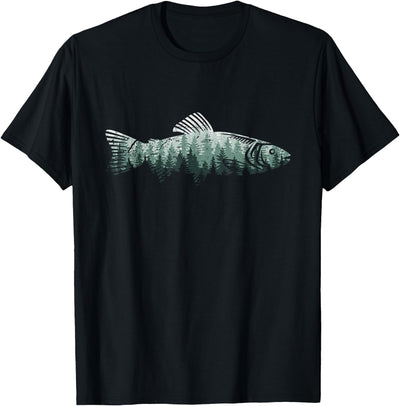 Mountain Nature Wildlife Forest Gifts Fisherman Forest Nature Outdoor Wildlife Trout Fly Fishing T-Shirt