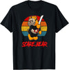 Funny Halloween Bear Gifts Scare Bear Horror Bear With Knife Spooky Halloween T-Shirt - Black