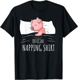 Funny Pig Lover & Owner Gift Ideas Sleeping Pig Lover Swine Official Napping T-Shirt - Black