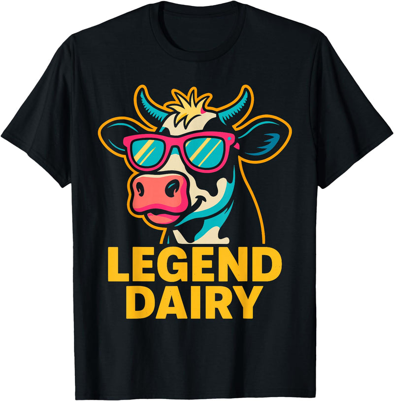 Legend Dairy Funny Cow Farmer Apparel Co. Legend Dairy Funny Farmer Cow Pun Country Graphic T-Shirt - Black