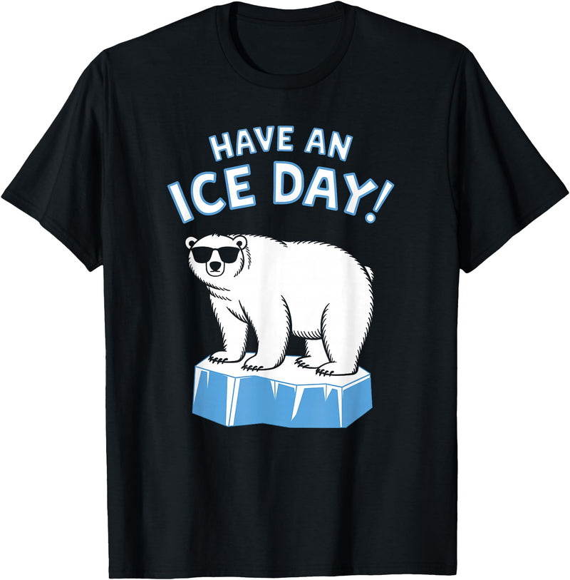 Christmas Happy Fam2024 Funny Polar Bear Have An Ice Day Snow Boys Girls Kids T-Shirt - Black