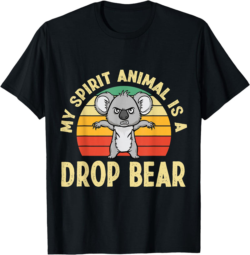 Mythical Creature Gag Gift Designs Australian Feral Koala, Spirit Animal Drop Bear T-Shirt - Black