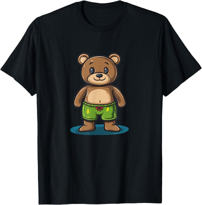 Cool Swim Trunks Teddy Bear Costume for Boys and Girls T-Shirt