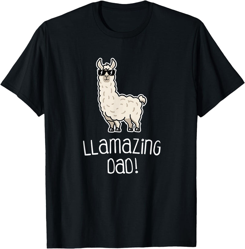 Llama Apparel Co. Dad T Shirt Llamazing Llama Father Funny Family Cool Gifts T-Shirt - Black