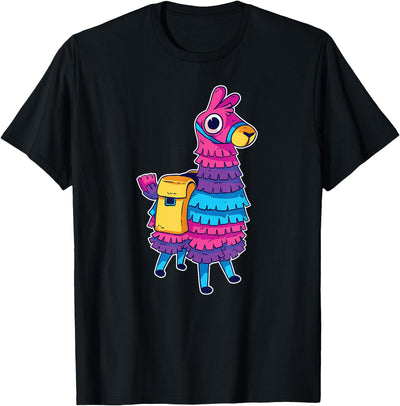 Llama Pinata Party Shop Funny Loot Llama Pinata with Yellow Saddlebag T-Shirt