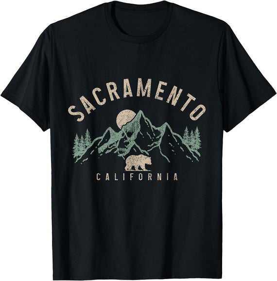 We Love Sacramento California Sacramento California Mountains Bear Nature Lover Vintage T-Shirt - Black