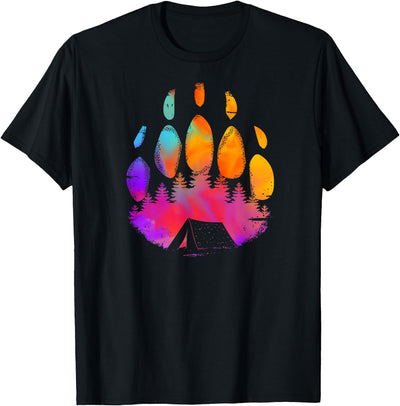 Bear Paw Colorful Print - Forest Camping T-Shirt