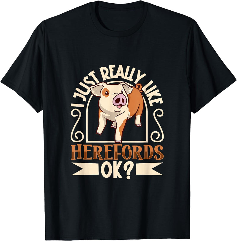 Creative Hereford Pig Designs I Love My Hereford Pig T-Shirt - Black