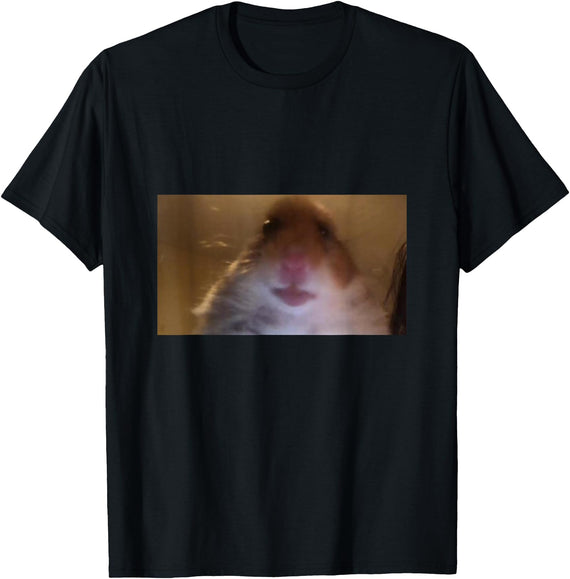 Funny Dank Meme Hamster Staring Front Camera Internet Gift T-Shirt - Black