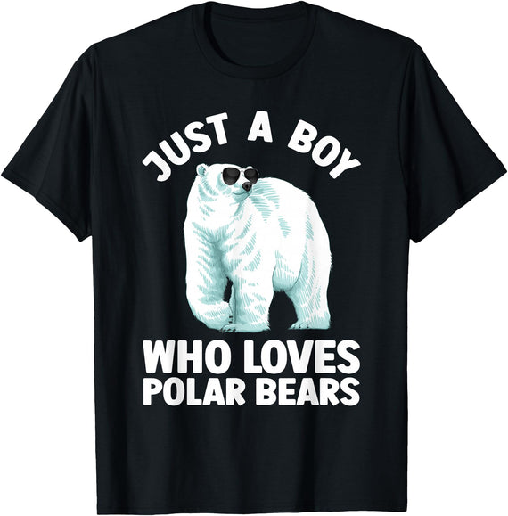 Polar Bear Gift Polar Bear Accessories & Stuff Cute Polar Bear Design For Men Boys Arctic Polar Bear Lover T-Shirt - Black