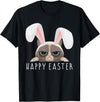 Happy Easter Bunny Funny Pajama Dress Cat Party Cute Rabbit T-Shirt in Black