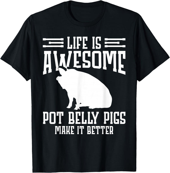Pot Belly Pig Clothing & Pig Stuffed Animal Pot Belly Pig Enrichment Toys Pig Food Pot Belly Pig Lover T-Shirt - Black