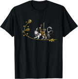 Cute Medieval Rabbits Lover Bunny Graphic T-Shirt in Black