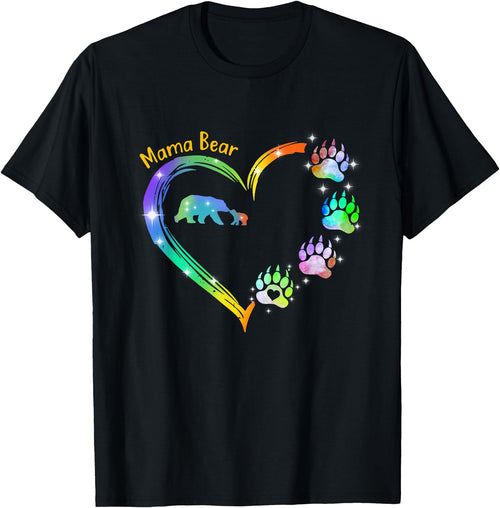 Love Heart Pride Mama Bear T-Shirt - Black