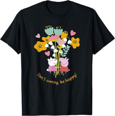 Don't Worry Be Happy Floral Logo T-Shirt