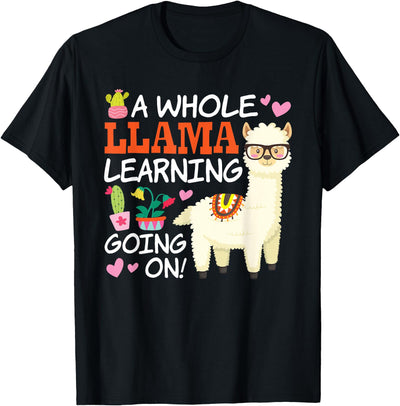 Llama School Co Llama Learning T Shirt Teachers Students Alpaca Lovers Gift T-Shirt